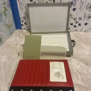 Levenger Leather Credit Card Holder For Notebook Red NIB